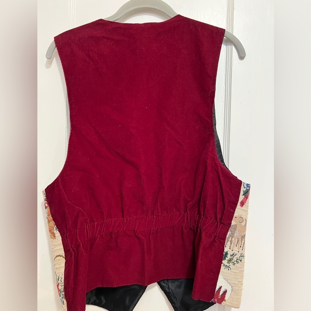 ON THE VERGE Tapestry Christmas Vest Vintage Made in USA Santa Snowman Ugly - Picture 6 of 6